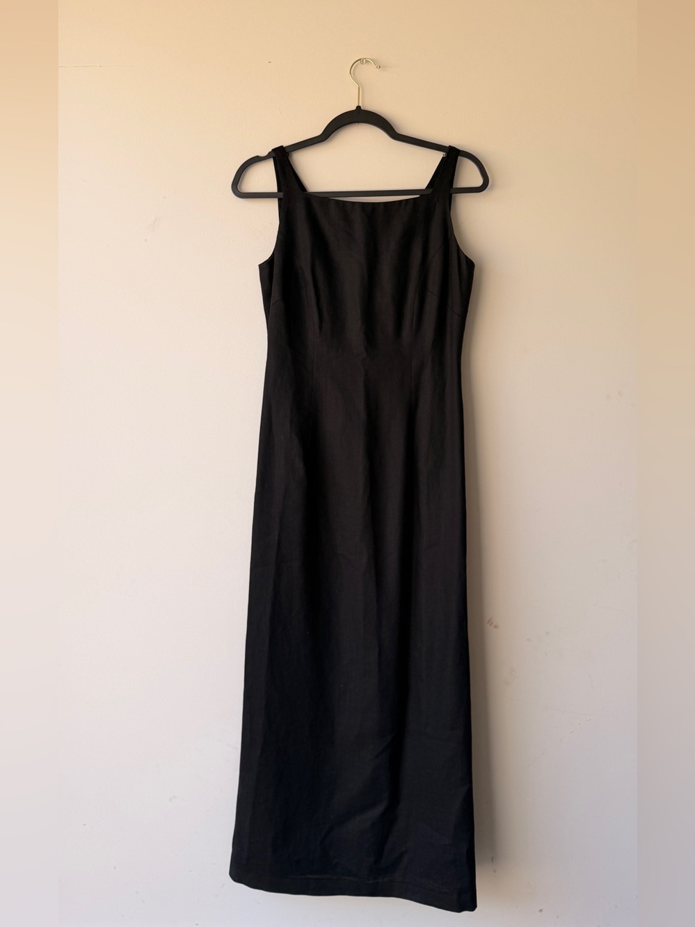 100% Linen Banana Republic Black Maxi Dress with Square Neck